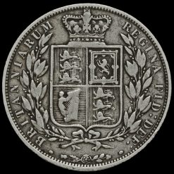 1884 Queen Victoria Young Head Silver Half Crown Reverse