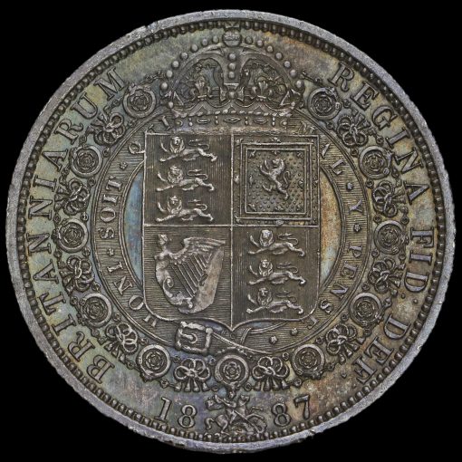 1887 Queen Victoria Jubilee Head Silver Half Crown Reverse