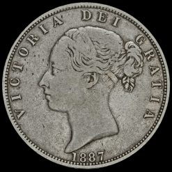 1887 Queen Victoria Young Head Silver Half Crown Obverse