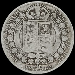 1890 Queen Victoria Jubilee Head Silver Half Crown Reverse