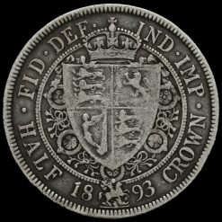 1893 Queen Victoria Veiled Head Silver Half Crown Reverse