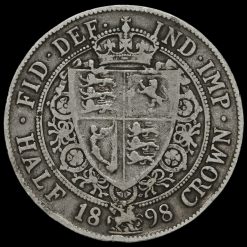 1898 Queen Victoria Veiled Head Silver Half Crown Reverse