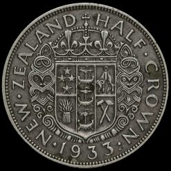 New Zealand 1933 George V Silver Half Crown Reverse