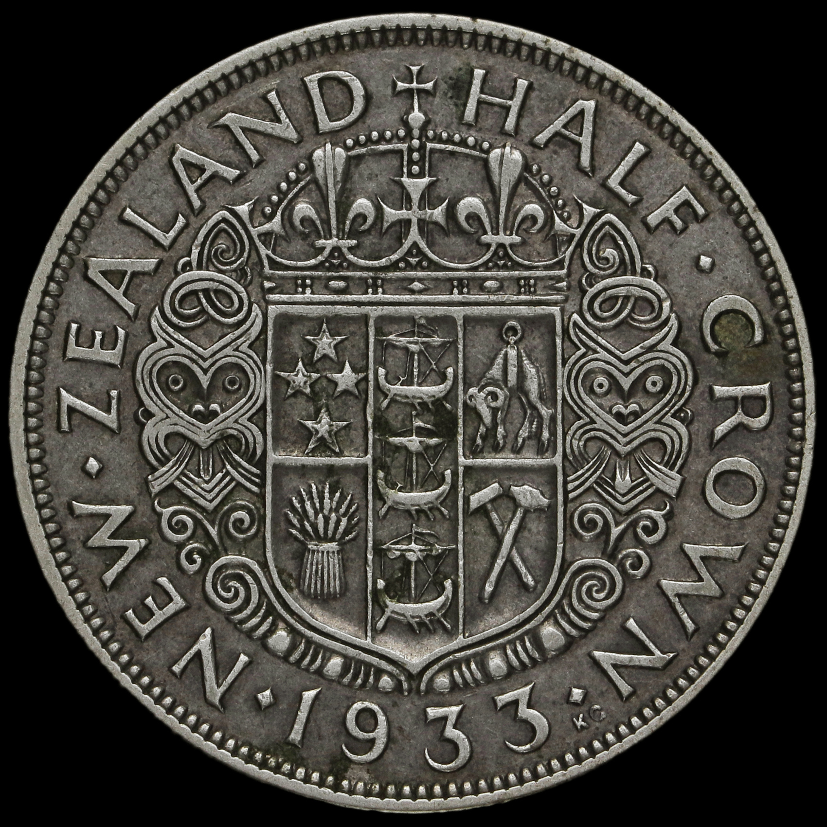 New Zealand 1933 George V Silver Half Crown
