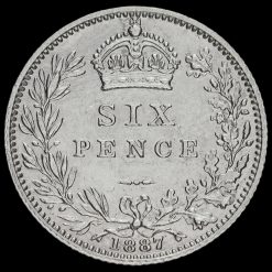 1887 Queen Victoria Jubilee Head Silver Wreath Sixpence Reverse