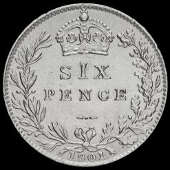 1901 Queen Victoria Veiled Head Silver Sixpence Reverse