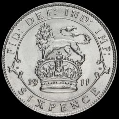 1911 George V Silver Sixpence Reverse