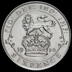 1914 George V Silver Sixpence Reverse