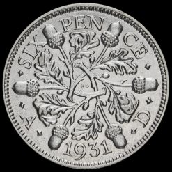 1931 George V Silver Sixpence Reverse