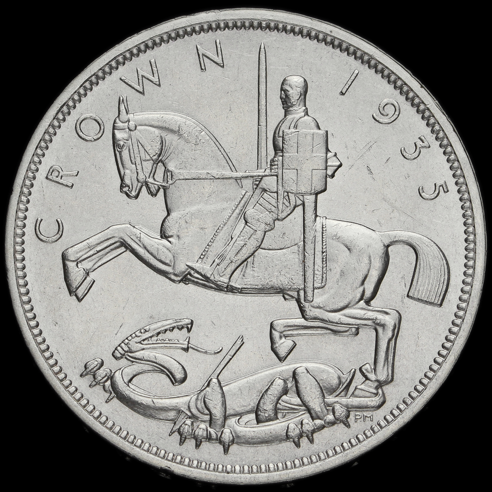 1935 King George V Rocking Horse Silver Jubilee Crown, A/UNC