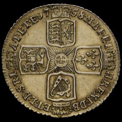 1758 George II Early Milled Silver Shilling Reverse