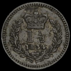 1834 William IV Milled Silver Three-Halfpence Reverse