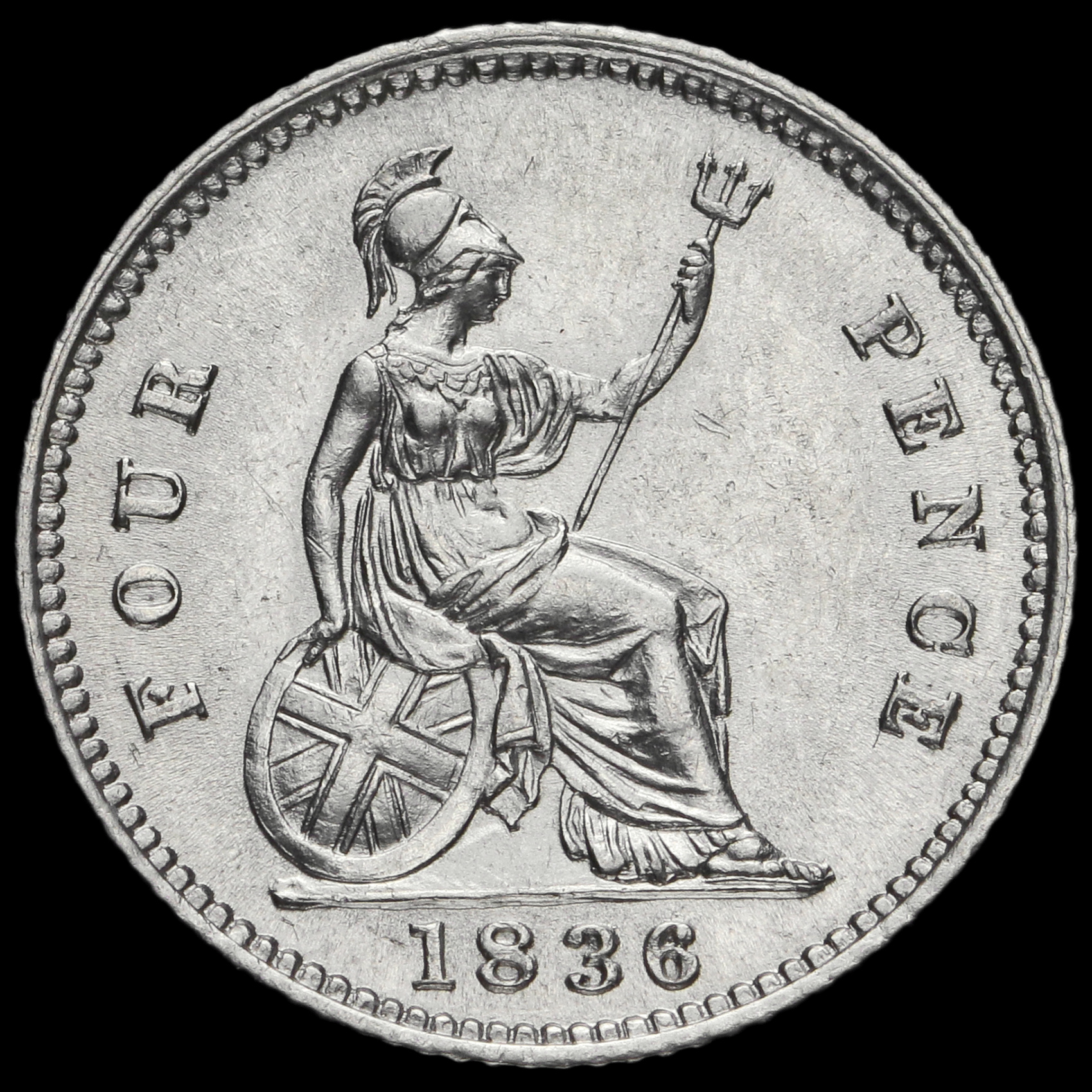 1836 William IV Milled Silver Fourpence / Groat, A/UNC