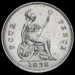 1838 Queen Victoria Young Head Silver Fourpence / Groat Reverse