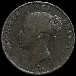 1854 Queen Victoria Young Head Copper Penny Obverse