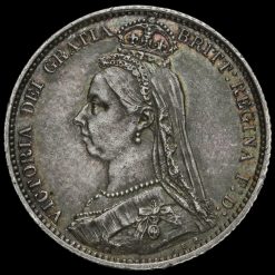 1887 Queen Victoria Jubilee Head Silver Wreath Sixpence Obverse
