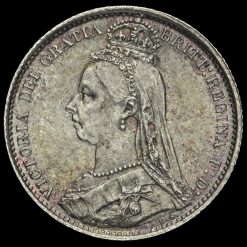 1887 Queen Victoria Jubilee Head Silver Sixpence Obverse