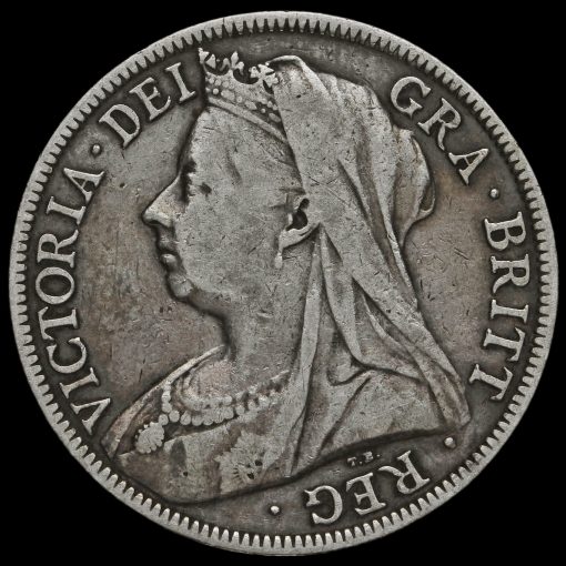 1898 Queen Victoria Veiled Head Silver Half Crown Obverse