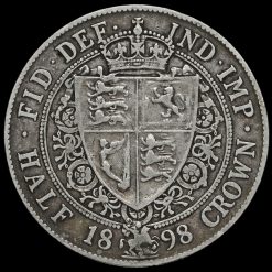 1898 Queen Victoria Veiled Head Silver Half Crown Reverse