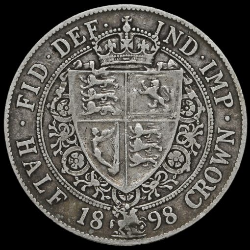 1898 Queen Victoria Veiled Head Silver Half Crown Reverse