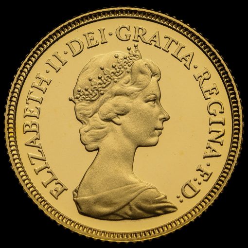 1982 Elizabeth II 22ct Gold Proof Half Sovereign Obverse