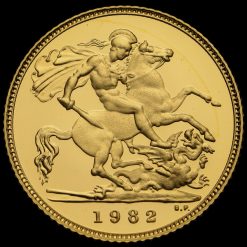 1982 Elizabeth II 22ct Gold Proof Half Sovereign Reverse