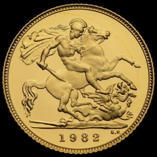 1982 Elizabeth II 22ct Gold Proof Half Sovereign Reverse