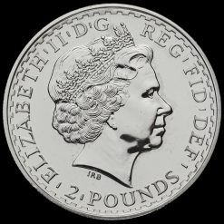 2001 Elizabeth II £2 Britannia 1 Ounce Silver Coin Obverse