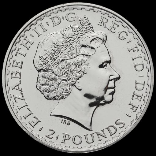 2001 Elizabeth II £2 Britannia 1 Ounce Silver Coin Obverse
