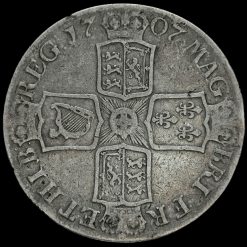 1707 Queen Anne Early Milled Silver Crown Reverse