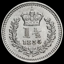 1835 William IV Milled Silver Three-Halfpence Reverse