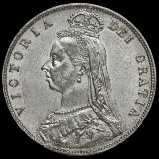 1887 Queen Victoria Jubilee Head Silver Half Crown Obverse