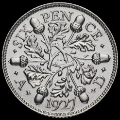 1927 George V Proof Silver Sixpence Reverse