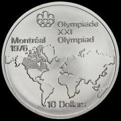 Canada 1973 .925 Silver 10 Dollars, Olympics, World Map Reverse