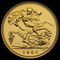 1980 Elizabeth II 22ct Gold Proof Half Sovereign Reverse