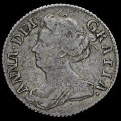 1707 Queen Anne Early Milled Silver Sixpence Obverse