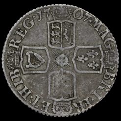 1707 Queen Anne Early Milled Silver Sixpence Reverse