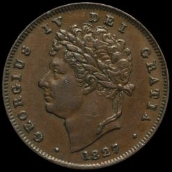 1827 George IV Milled Copper Third Farthing Obverse