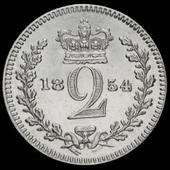 1854 Queen Victoria Young Head Silver Maundy Twopence Reverse