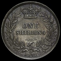 1872 Queen Victoria Young Head Silver Shilling Reverse