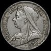 1893 Queen Victoria Veiled Head Silver Half Crown Obverse