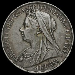 1900 Queen Victoria Veiled Head Silver LXIV Crown Obverse