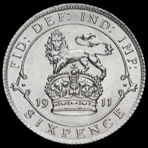 1911 George V Silver Sixpence Reverse