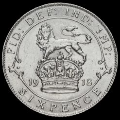 1918 George V Silver Sixpence Reverse