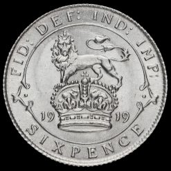 1919 George V Silver Sixpence Reverse