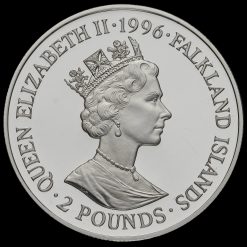 Falkland Islands 1996 Elizabeth II Silver Proof £2 Coin Obverse