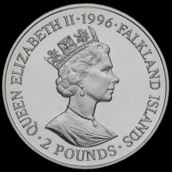 Falkland Islands 1996 Elizabeth II Silver Proof £2 Coin, Elizabeth I Obverse