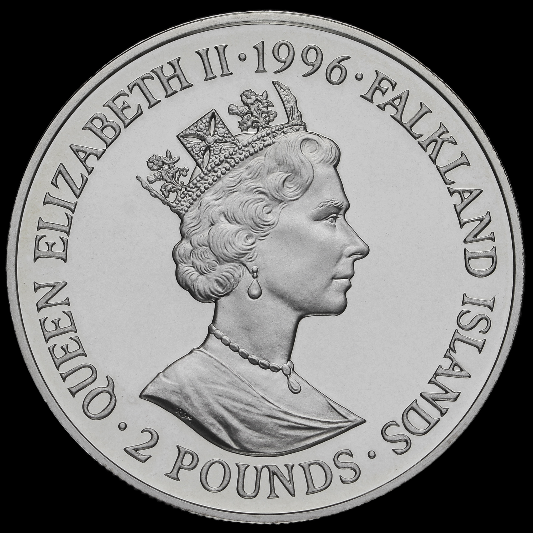 Falkland Islands 1996 Elizabeth II Silver Proof £2 Coin, Elizabeth I Obverse