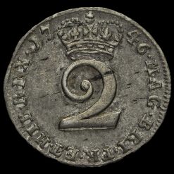 1746 George II Early Milled Silver Maundy Twopence Reverse