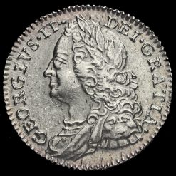 1758 George II Early Milled Silver Sixpence Obverse